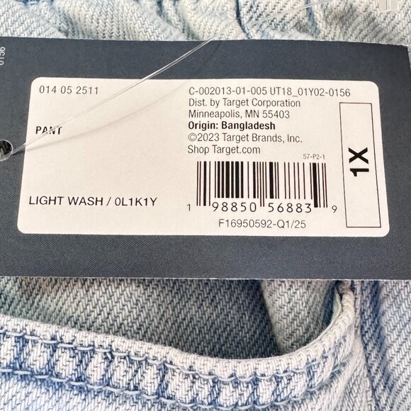 NEW Universal Thread Wide Leg High Rise Baggy Jeans Light Wash 4 Pockets Size 1X - Picture 7 of 11